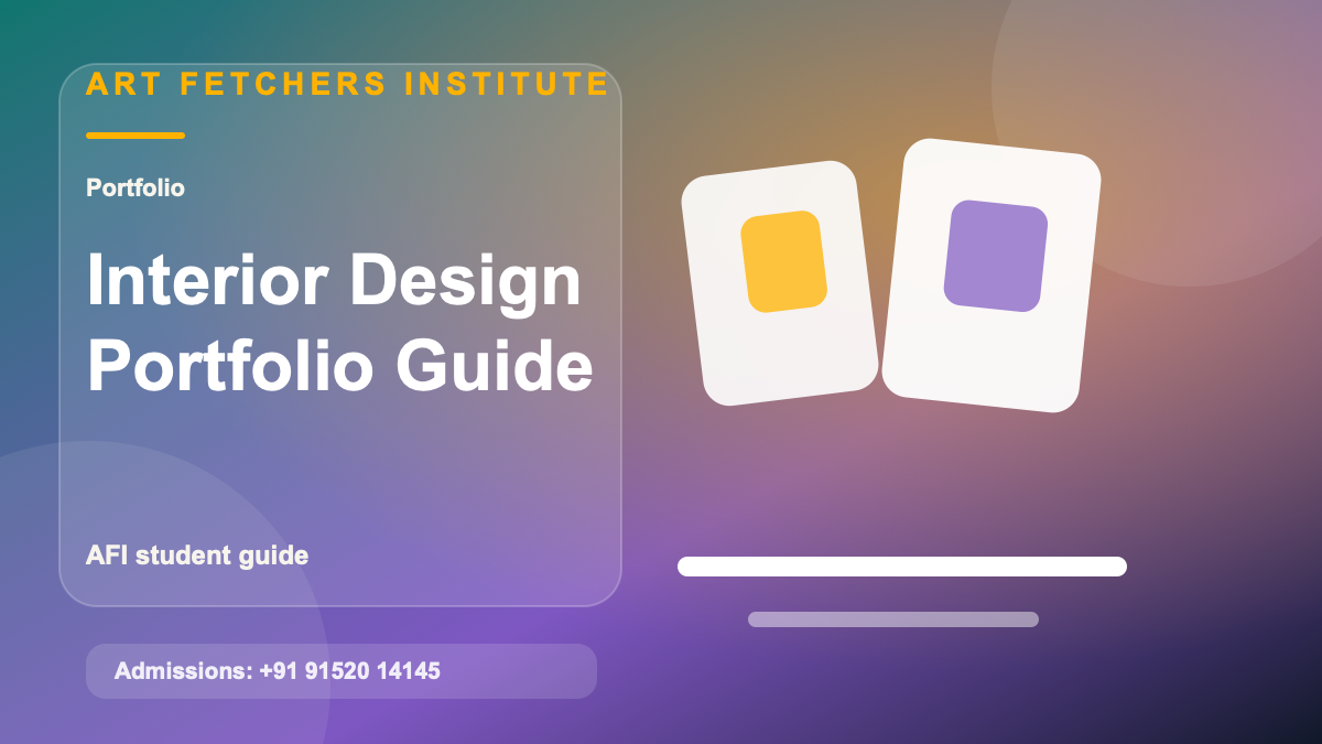 How to Build an Interior Design Portfolio visual with interior design concept boards, materials, space planning, and AFI portfolio direction