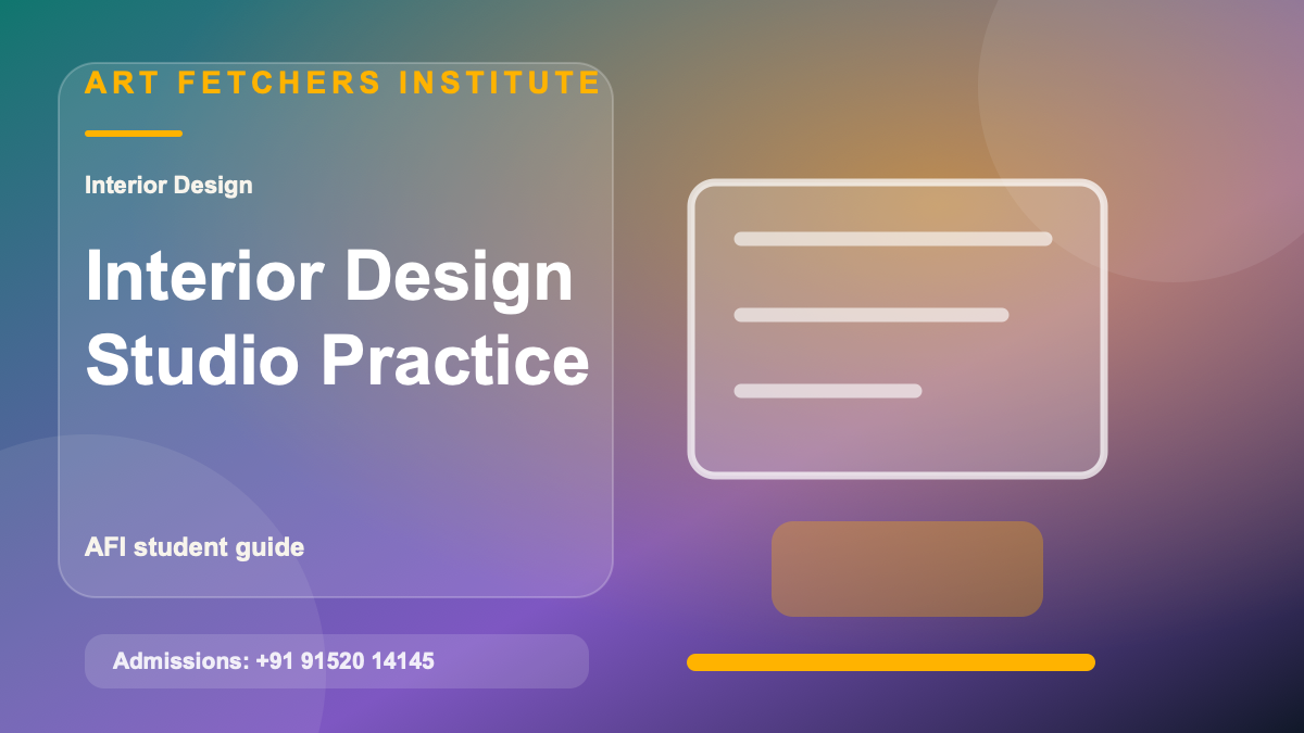 Material Selection in Interior Design: Beginner Guide visual with interior design concept boards, materials, space planning, and AFI portfolio direction