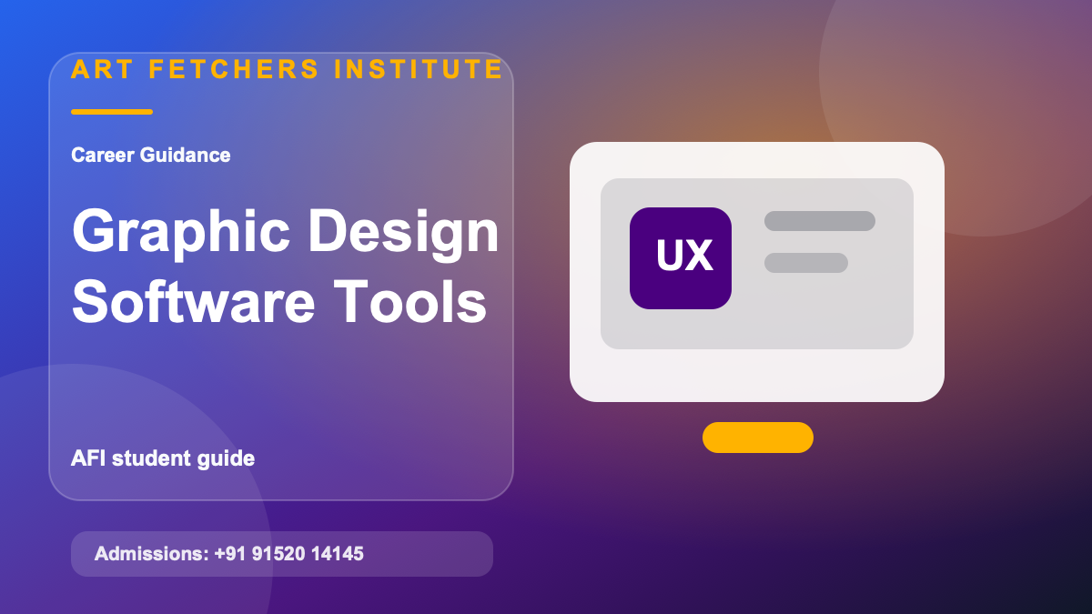Photoshop vs Illustrator vs InDesign: What Should Students Learn? visual with graphic design branding, layout systems, typography, and AFI portfolio development